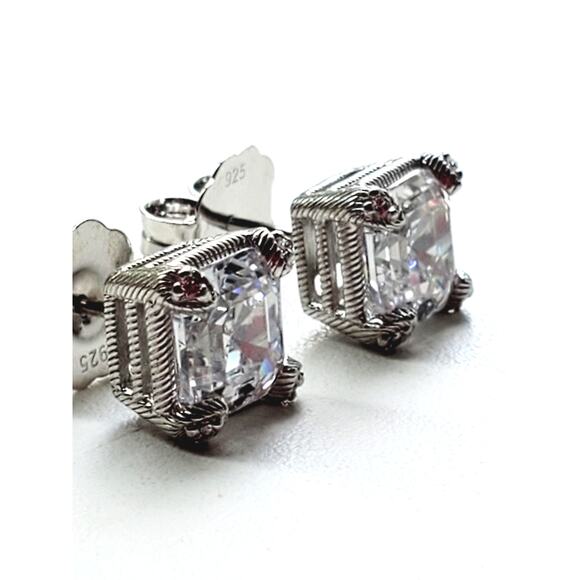 Judith Ripka 925 Sterling Silver CZ Cubic Zirconia Stud Earrings - Picture 2 of 5